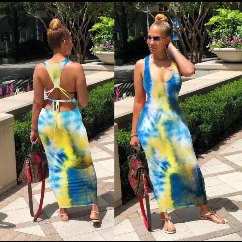 Tye Dye Back Out Summer Maxi Dress